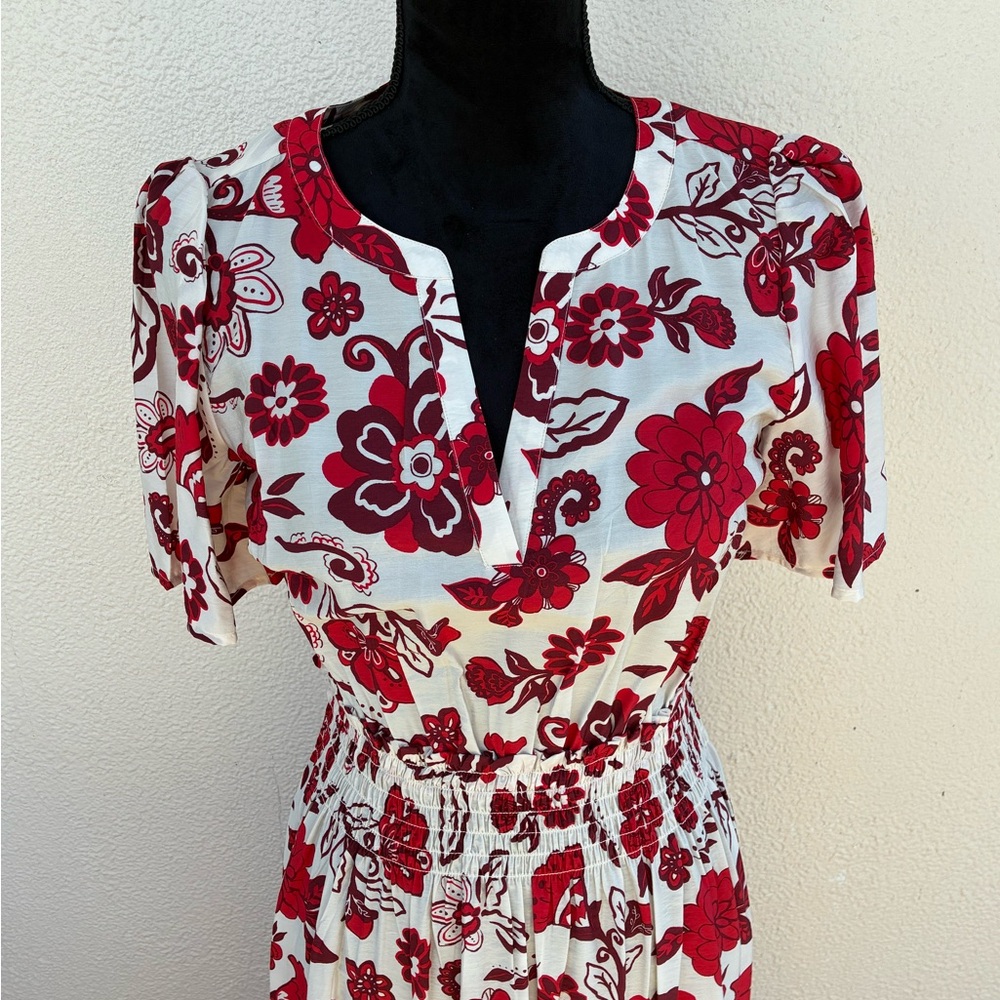 ❤️ LOFT Red and White Floral Maxi Dress